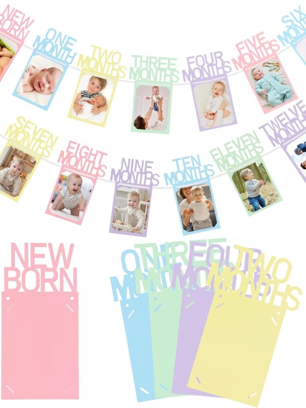 Pastel 1st Birthday Monthly Photo Banner for Baby